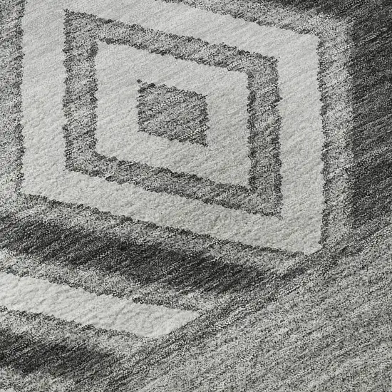 Gray Charcoal And Silver Southwestern Washable Area Rug With UV Protection Photo 9