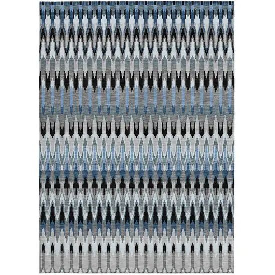 Gray Charcoal And Silver Southwestern Washable Indoor Outdoor Area Rug Photo 8