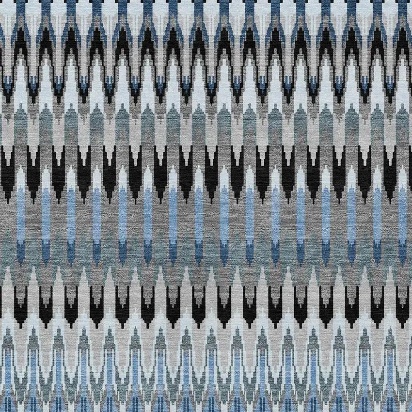 Gray Charcoal And Silver Southwestern Washable Indoor Outdoor Area Rug Photo 7
