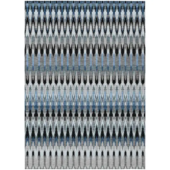 Gray Charcoal And Silver Southwestern Washable Indoor Outdoor Area Rug Photo 2