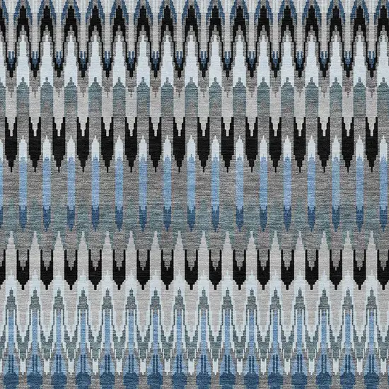 Gray Charcoal And Silver Southwestern Washable Indoor Outdoor Area Rug Photo 7
