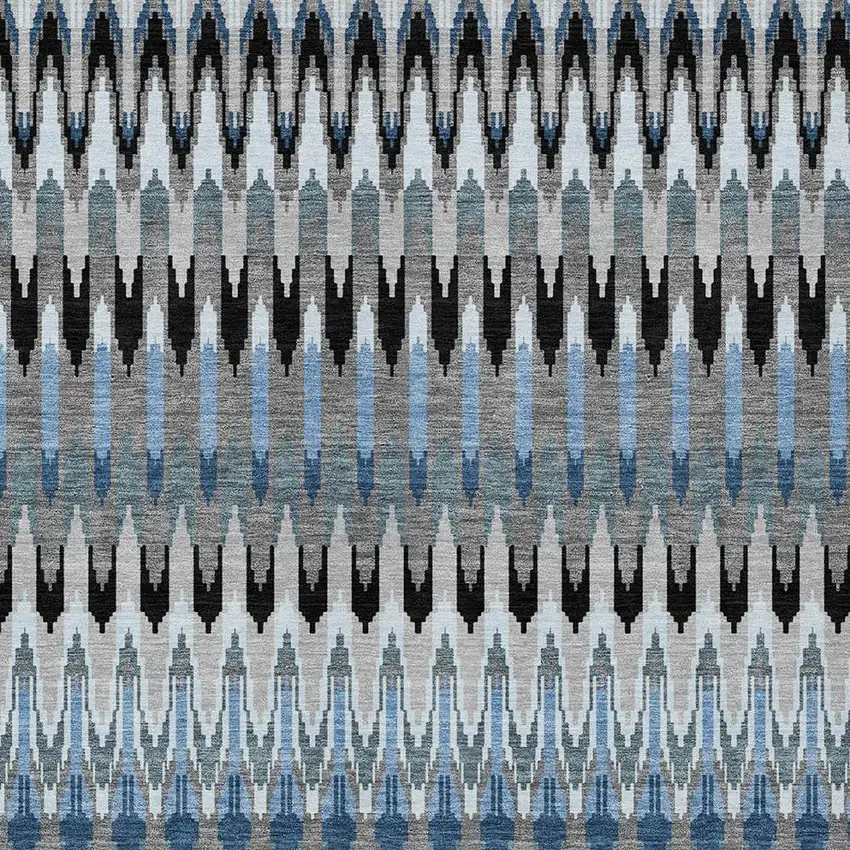 Gray Charcoal And Silver Southwestern Washable Indoor Outdoor Area Rug Photo 7