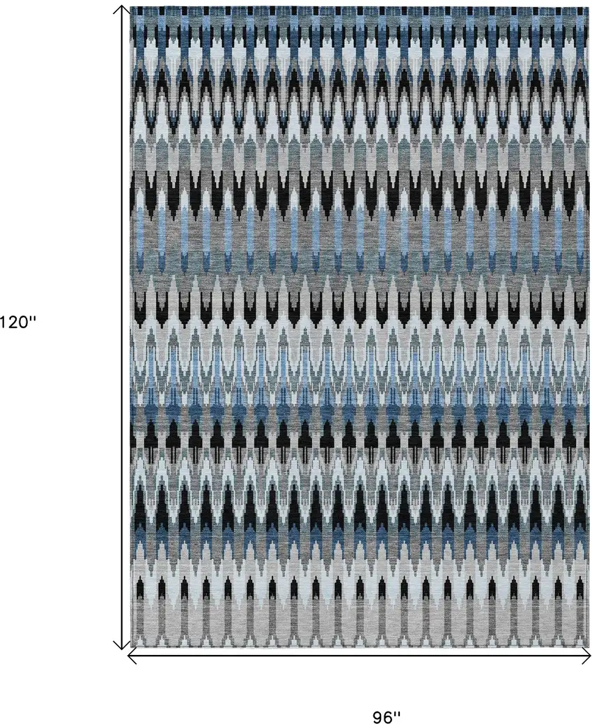 Gray Charcoal And Silver Southwestern Washable Indoor Outdoor Area Rug Photo 3