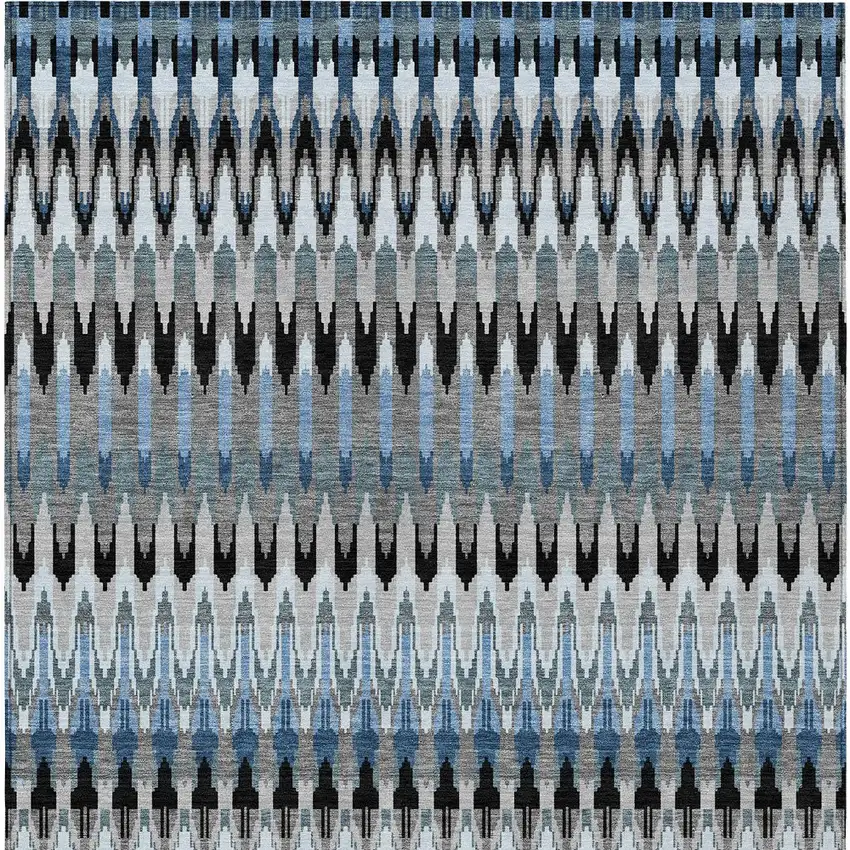 Gray Charcoal And Silver Southwestern Washable Indoor Outdoor Area Rug Photo 7