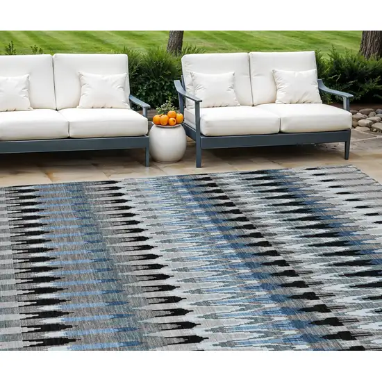 Gray Charcoal And Silver Southwestern Washable Indoor Outdoor Area Rug Photo 1