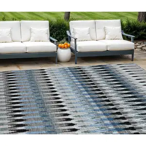 Photo of Gray Charcoal And Silver Southwestern Washable Indoor Outdoor Area Rug