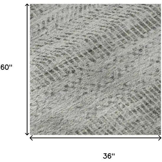 Gray Charcoal And Silver Striped Washable Area Rug With UV Protection Photo 8