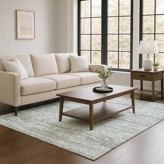 Gray Charcoal And Silver Striped Washable Area Rug With UV Protection Photo 2