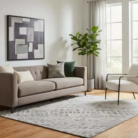 Gray Charcoal And Silver Striped Washable Area Rug With UV Protection Photo 2