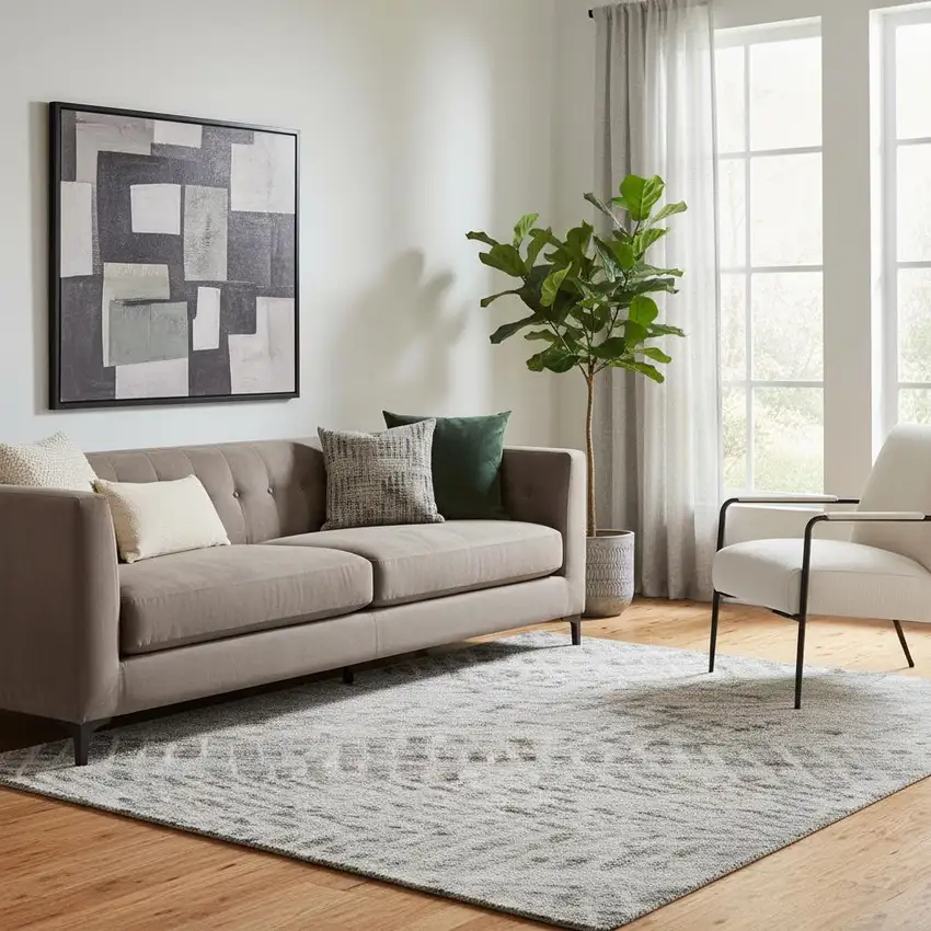 Gray Charcoal And Silver Striped Washable Area Rug With UV Protection Photo 2