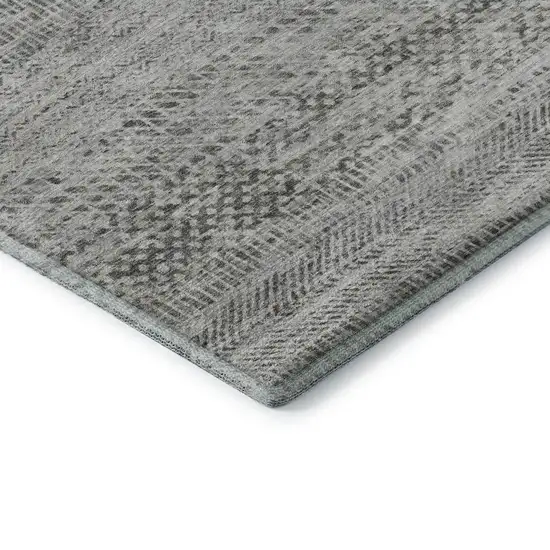 Gray Charcoal And Silver Striped Washable Area Rug With UV Protection Photo 6