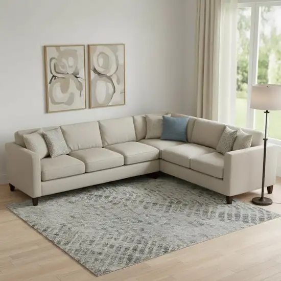 Gray Charcoal And Silver Striped Washable Area Rug With UV Protection Photo 2