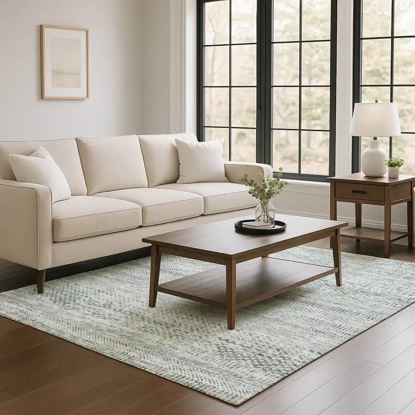 Gray Charcoal And Silver Striped Washable Area Rug With UV Protection Photo 2