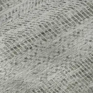 Photo of Gray Charcoal And Silver Striped Washable Area Rug With UV Protection