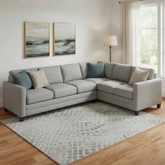 Gray Charcoal And Silver Striped Washable Area Rug With UV Protection Photo 2