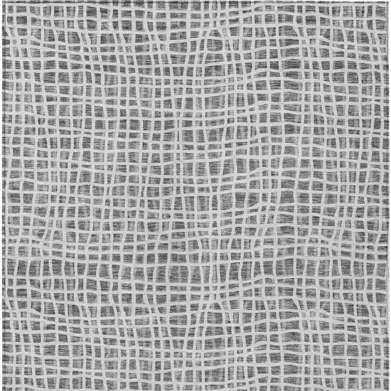 Gray Charcoal And Silver Striped Washable Indoor Outdoor Area Rug Photo 6