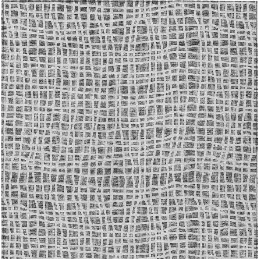 Gray Charcoal And Silver Striped Washable Indoor Outdoor Area Rug Photo 6