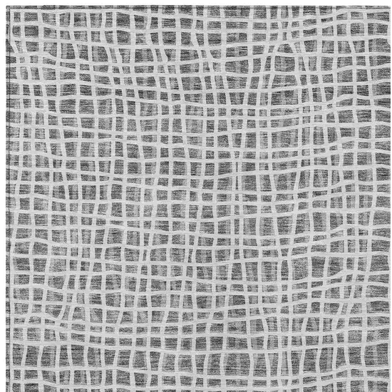 Gray Charcoal And Silver Striped Washable Indoor Outdoor Area Rug Photo 5