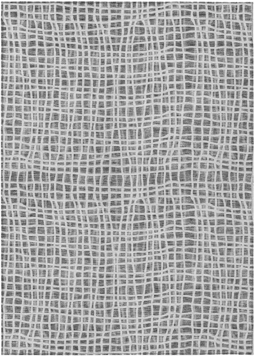 Gray Charcoal And Silver Striped Washable Indoor Outdoor Area Rug Photo 2