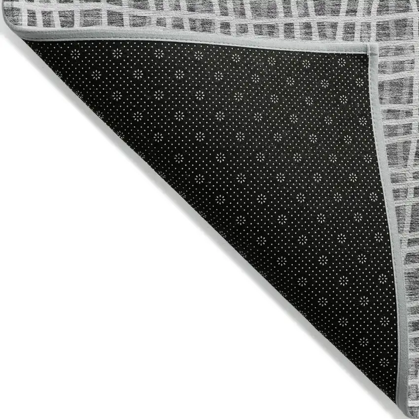 Gray Charcoal And Silver Striped Washable Indoor Outdoor Area Rug Photo 3
