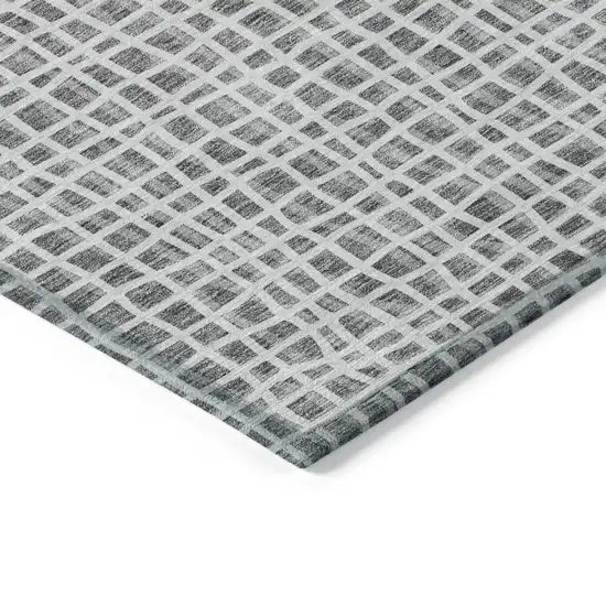 Gray Charcoal And Silver Striped Washable Indoor Outdoor Area Rug Photo 4