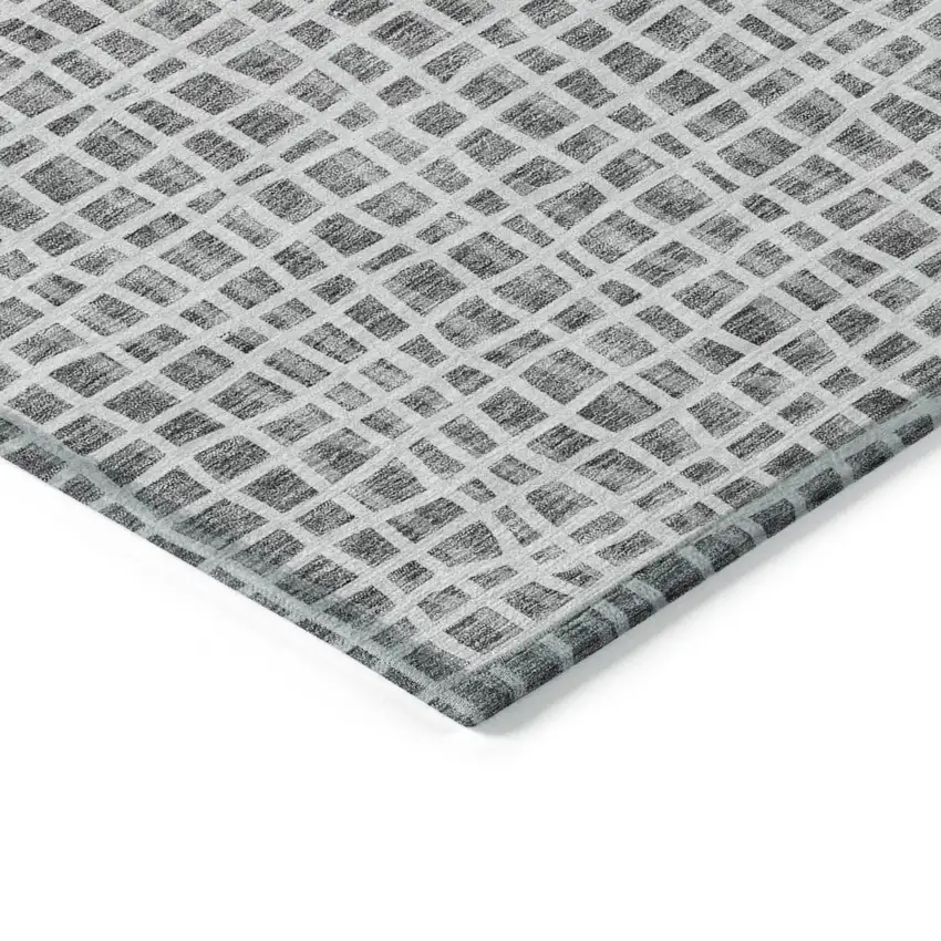 Gray Charcoal And Silver Striped Washable Indoor Outdoor Area Rug Photo 4