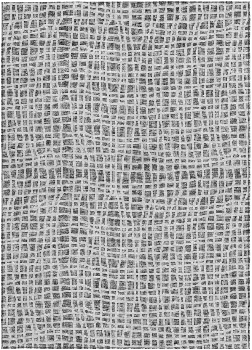 Gray Charcoal And Silver Striped Washable Indoor Outdoor Area Rug Photo 6