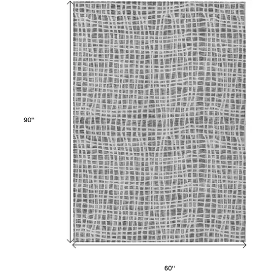 Gray Charcoal And Silver Striped Washable Indoor Outdoor Area Rug Photo 7