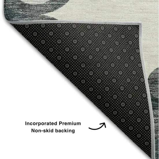 Gray Charcoal And Silver Trellis Washable Area Rug With UV Protection Photo 7