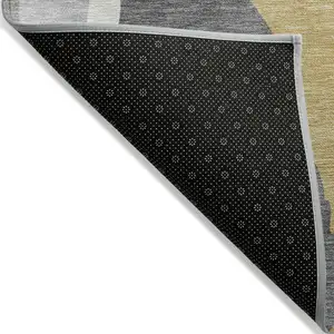 Photo of Gray Charcoal And Tan Abstract Washable Indoor Outdoor Area Rug