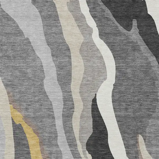Gray Charcoal And Tan Abstract Washable Indoor Outdoor Area Rug Photo 6