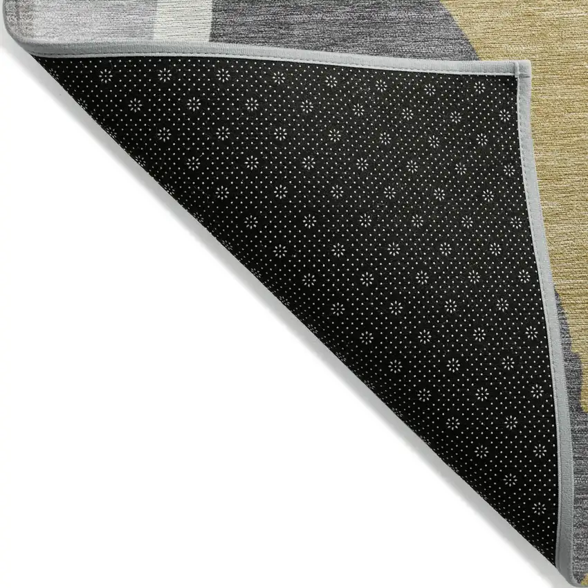 Gray Charcoal And Tan Abstract Washable Indoor Outdoor Area Rug Photo 5