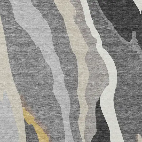 Gray Charcoal And Tan Abstract Washable Indoor Outdoor Area Rug Photo 6