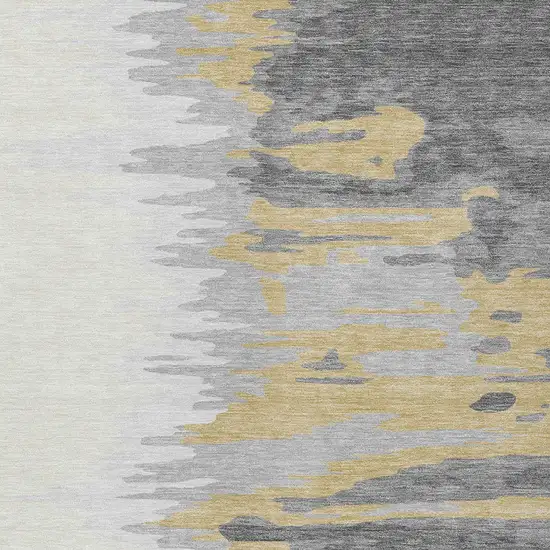 Gray Charcoal And Tan Abstract Washable Indoor Outdoor Area Rug Photo 6
