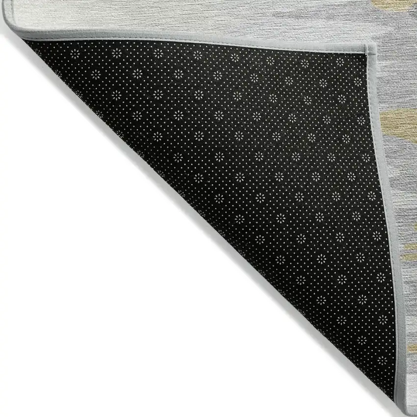 Gray Charcoal And Tan Abstract Washable Indoor Outdoor Area Rug Photo 4