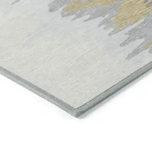 Photo of Gray Charcoal And Tan Abstract Washable Indoor Outdoor Area Rug