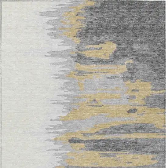 Gray Charcoal And Tan Abstract Washable Indoor Outdoor Area Rug Photo 7