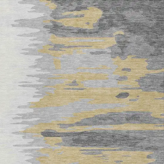 Gray Charcoal And Tan Abstract Washable Indoor Outdoor Area Rug Photo 6