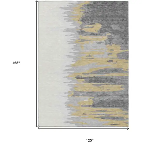 Gray Charcoal And Tan Abstract Washable Indoor Outdoor Area Rug Photo 7