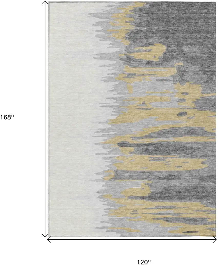 Gray Charcoal And Tan Abstract Washable Indoor Outdoor Area Rug Photo 7