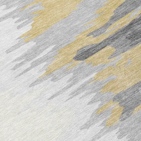 Gray Charcoal And Tan Abstract Washable Indoor Outdoor Area Rug Photo 3