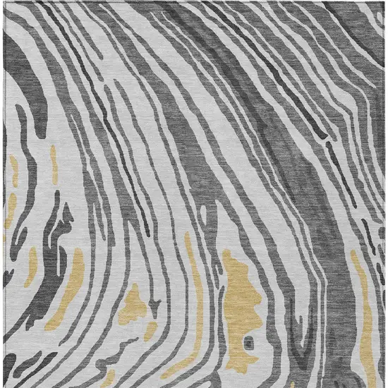 Gray Charcoal And Tan Abstract Washable Indoor Outdoor Area Rug Photo 7
