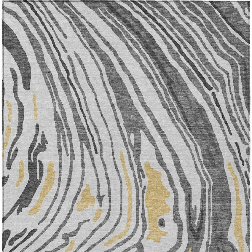 Gray Charcoal And Tan Abstract Washable Indoor Outdoor Area Rug Photo 7