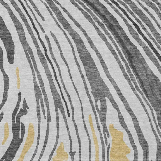Gray Charcoal And Tan Abstract Washable Indoor Outdoor Area Rug Photo 6