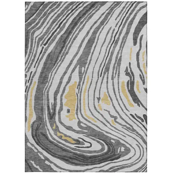 Gray Charcoal And Tan Abstract Washable Indoor Outdoor Area Rug Photo 7