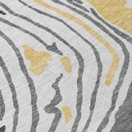 Gray Charcoal And Tan Abstract Washable Indoor Outdoor Area Rug Photo 5