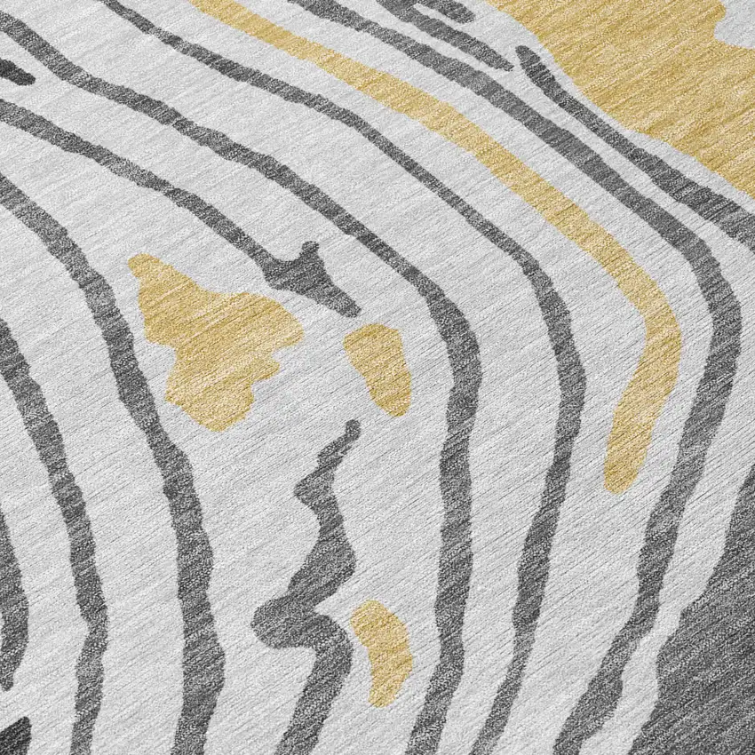 Gray Charcoal And Tan Abstract Washable Indoor Outdoor Area Rug Photo 5