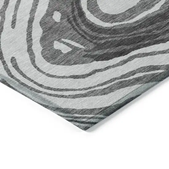 Gray Charcoal And Tan Abstract Washable Indoor Outdoor Area Rug Photo 4