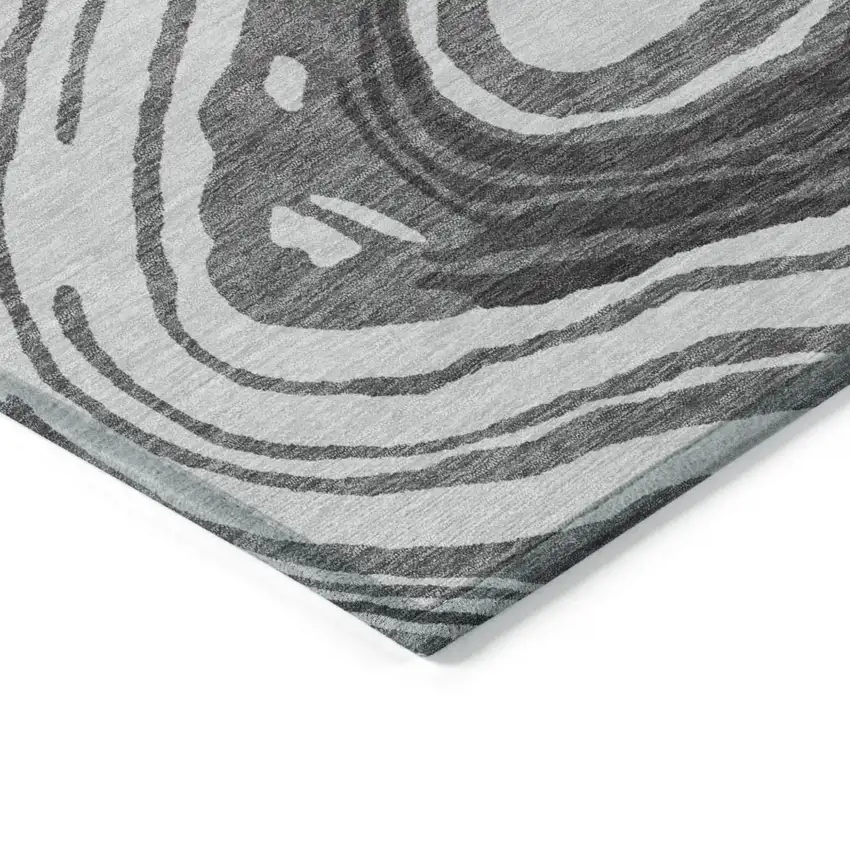 Gray Charcoal And Tan Abstract Washable Indoor Outdoor Area Rug Photo 4