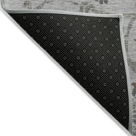 Gray Charcoal And Taupe Floral Washable Indoor Outdoor Area Rug Photo 3
